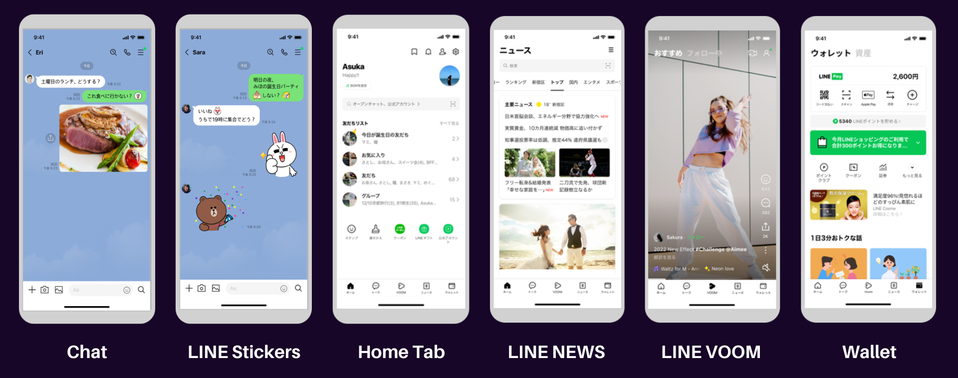 Example of LINE app features